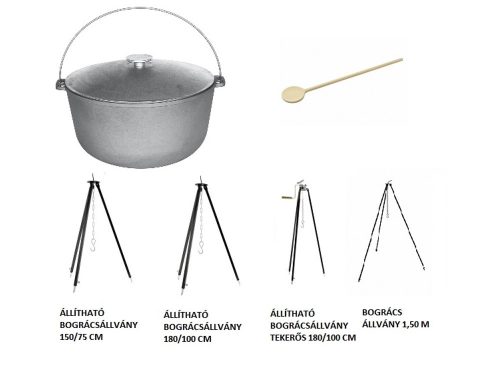 Öntöttvas BIOL bogrács szett - 20 literes BIOL öntöttvas bogrács választható állvánnyal