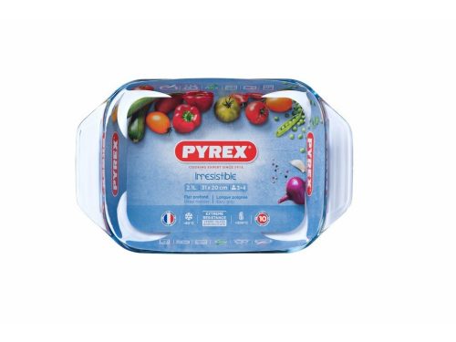 Pyrex Irrestistible Szögletes Jénai sütőtál füllel - tepsi  31cm