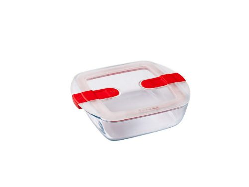 Pyrex COOK&HEAT Szögletes sütőtál műanyagfedővel 23cm