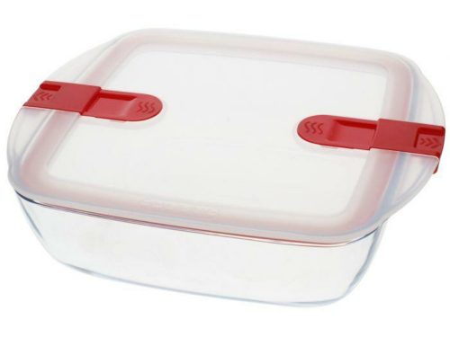 Pyrex COOK&HEAT Szögletes sütőtál műanyagfedővel 25cm