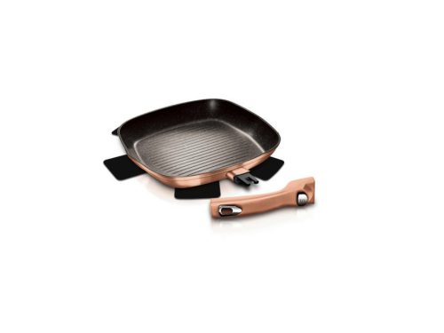 Berlinger Haus Metallic Rosegold Line grill serpenyő márvány bevonattal, levehető nyéllel, 28 cm